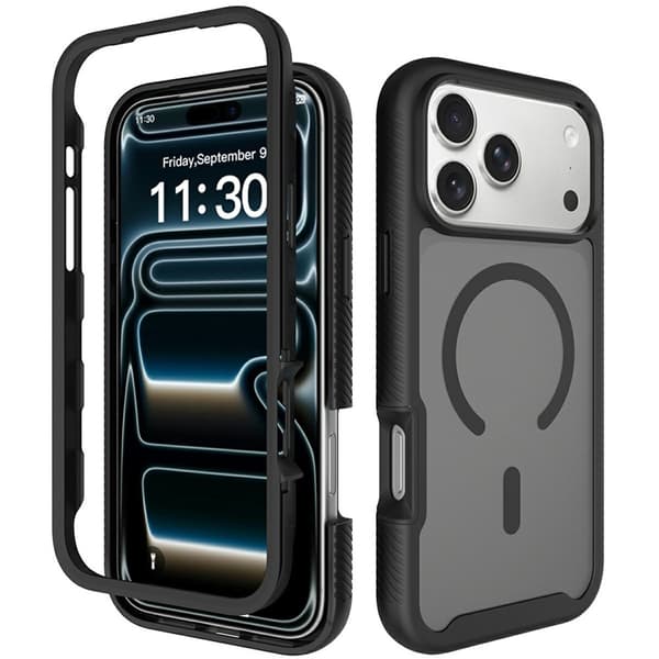 SKALO Shockproof Clear Hybrid Cover til iPhone 18 Pro Max - Sort