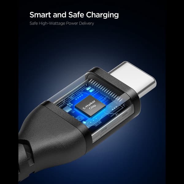 Spigen EB10010CCA Essential USB-C-kaapeli 100W 1m - Musta