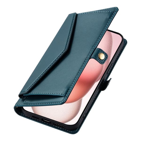 SKALO PU-Läder Envelope Plånboksfodral för iPhone 18 Pro Max - Grön