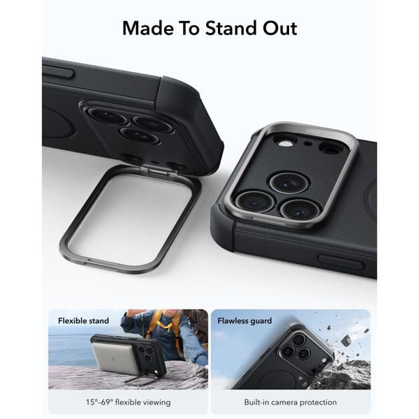 ESR Cyber Tough Kickstand MagSafe Cover til iPhone 18 Pro Max - Sort
