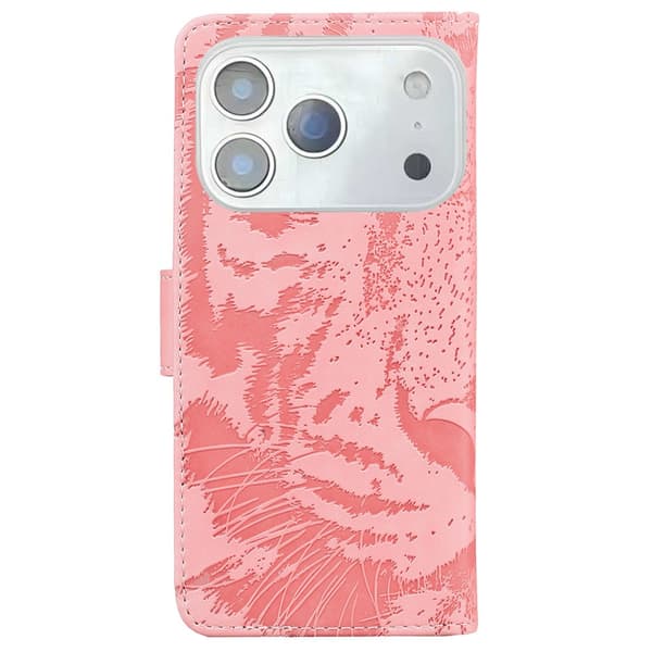 SKALO Embossed Tiger Plånboksfodral för iPhone 18 Pro Max - Rosa