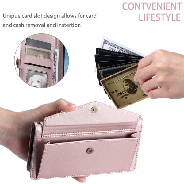 SKALO PU-Läder Envelope Plånboksfodral för iPhone 17e - Roséguld