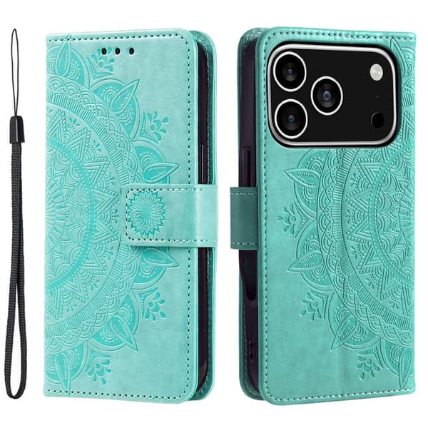 SKALO Mandala Plånboksfodral för iPhone 18 Pro - Turkos