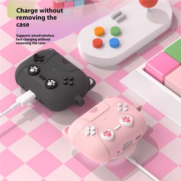 SKALO Cute Cat Controller Cover til AirPods Pro 3 - Sort