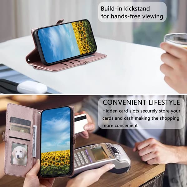 SKALO PU-Läder Envelope Plånboksfodral för iPhone 17e - Roséguld