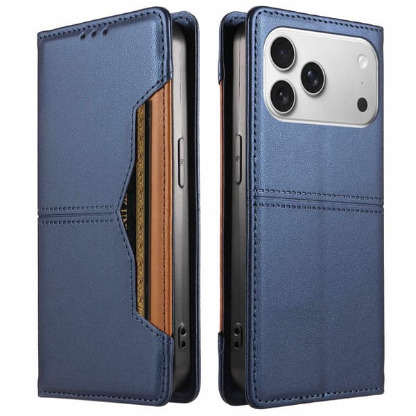 SKALO PU-Læder Flip Cover til iPhone 18 Pro Max - Blå