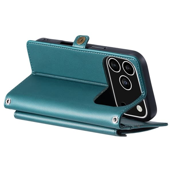 SKALO PU-Läder Envelope Plånboksfodral för iPhone 18 Pro - Grön