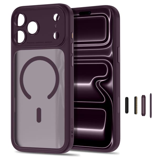 Tech-Protect MagPeak MagSafe CC Cover til iPhone 18 Pro - Matte Dark Cherry