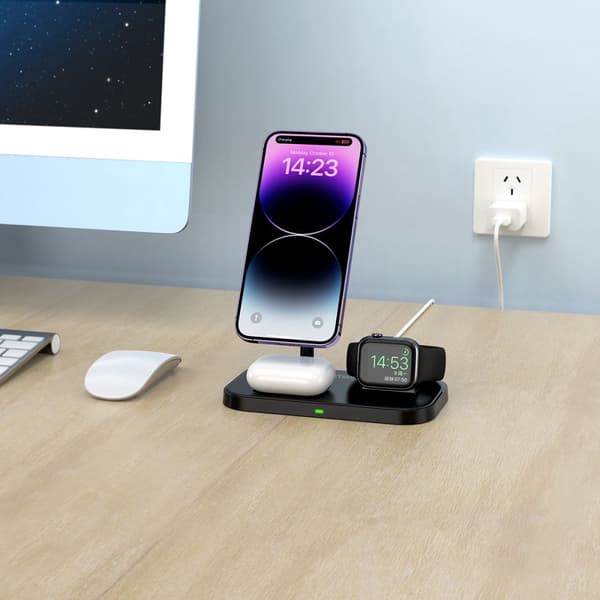 Tech-Protect A22 3-i-1 MagSafe trådløs oplader 15W - Sort