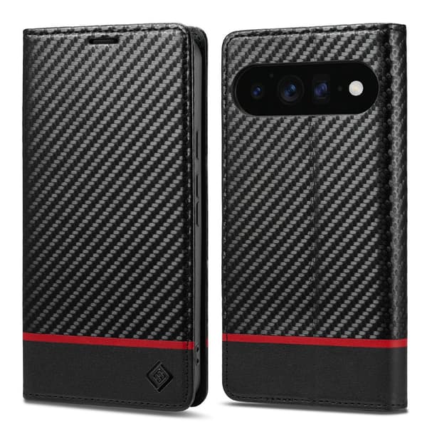 SKALO LC.IMEEKE Carbon Fiber Flip Cover til Google Pixel 11 - Sort