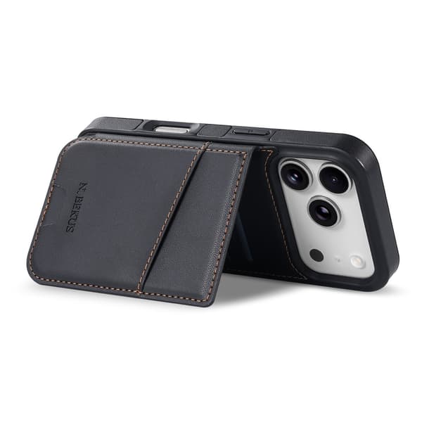 SKALO N.BEKUS P4 PU-Læder Kortholder Cover til iPhone 18 Pro Max - Sort