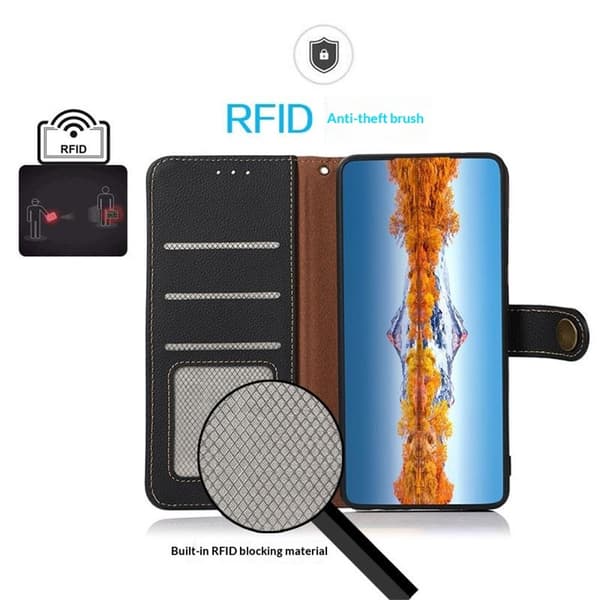 SKALO KHAZNEH Ægte Læder Premium Flip Cover til Google Pixel 11 Pro - Sort