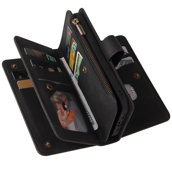 SKALO KT-2 Big Wallet 17-RUM Flip Cover til iPhone 18 Pro Max - Sort