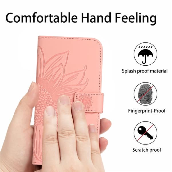 SKALO Embossed Flower Plånboksfodral för iPhone 18 Pro Max - Rosa