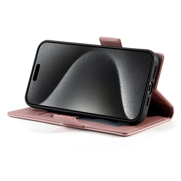 SKALO PU-Läder Plånboksfodral för iPhone 18 Pro - Roséguld