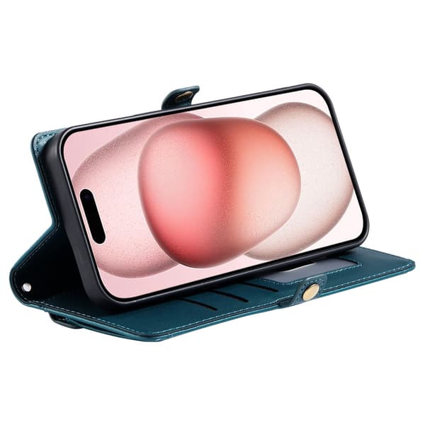 SKALO PU-Läder Envelope Plånboksfodral för iPhone 18 Pro - Grön