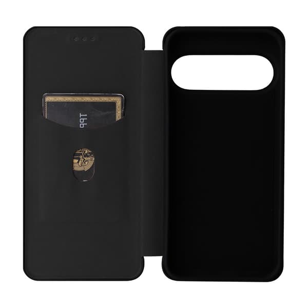 SKALO Carbon Fiber Flip Cover til Google Pixel 11 Pro - Sort