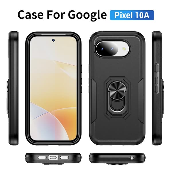 SKALO Armor Metalring Cover til Google Pixel 10a - Sort