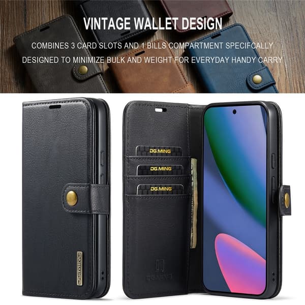 DG MING 2-i-1 Magnet Flip Cover til Google Pixel 11 Pro XL - Sort