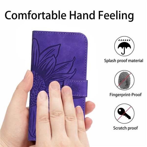 SKALO Embossed Flower Plånboksfodral för iPhone 18 Pro Max - Mörklila