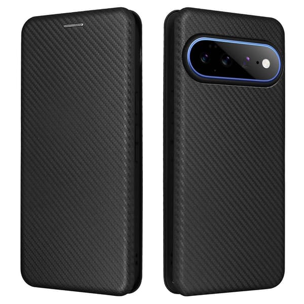 SKALO Carbon Fiber Flip Cover til Google Pixel 11 Pro - Sort