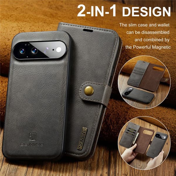 DG MING 2-i-1 Magnet Flip Cover til Google Pixel 11 Pro XL - Grå