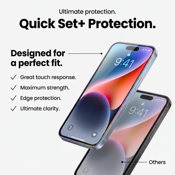2-PACK Tech-Protect Quick Set+ Skärmskydd i Härdat glas för iPhone 18 Pro - Svart