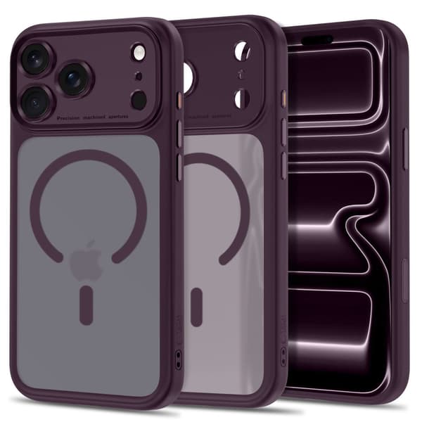 Tech-Protect MagPeak MagSafe CC Cover til iPhone 18 Pro - Matte Dark Cherry