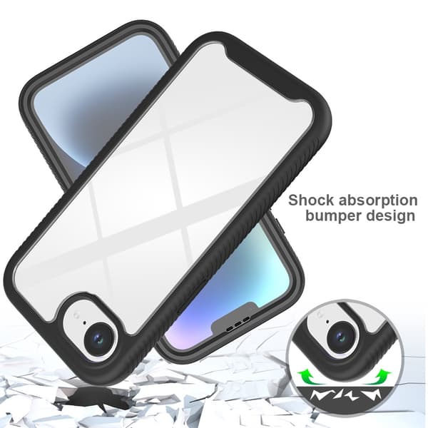 SKALO Shockproof Clear Hybrid+Skærmbeskyttelse Cover til iPhone 17e - Sort