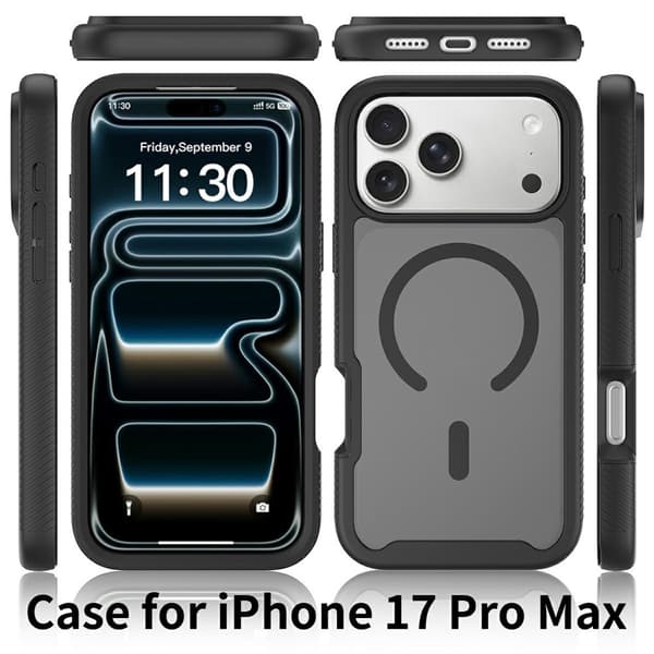 SKALO Shockproof Clear Hybrid Cover til iPhone 18 Pro Max - Sort