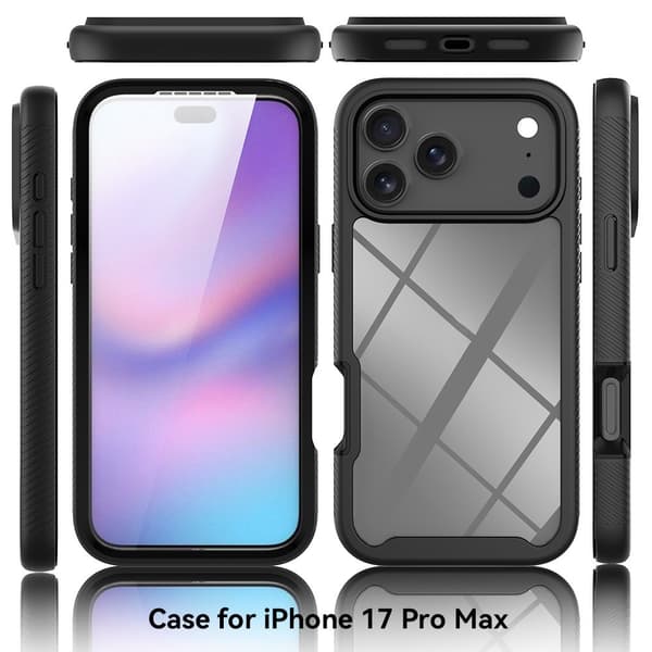 SKALO Shockproof Clear Hybrid+Skærmbeskyttelse Cover til iPhone 18 Pro Max - Blå