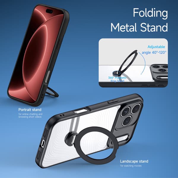 DUX DUCIS Aimo Series Kickstand Cover til iPhone 18 Pro - Sort