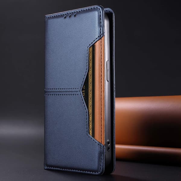 SKALO PU-Läder Plånboksfodral för iPhone 18 Pro Max - Blå