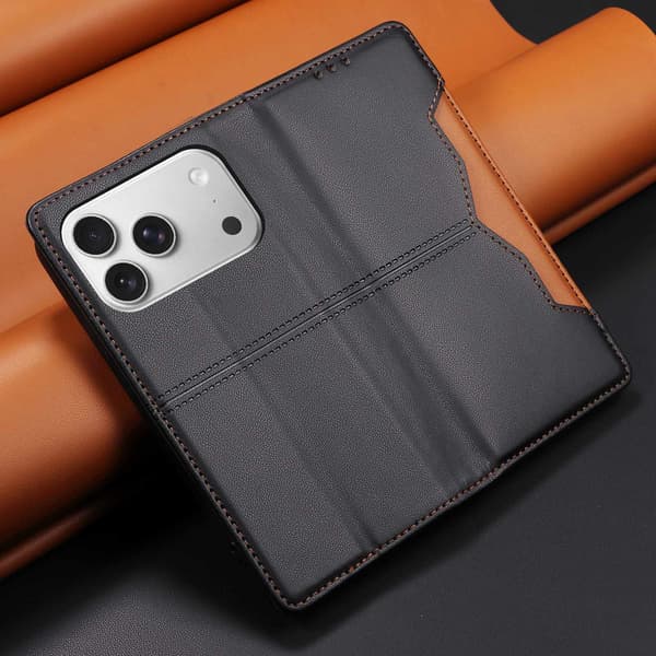 SKALO PU-Læder Flip Cover til iPhone 18 Pro - Sort