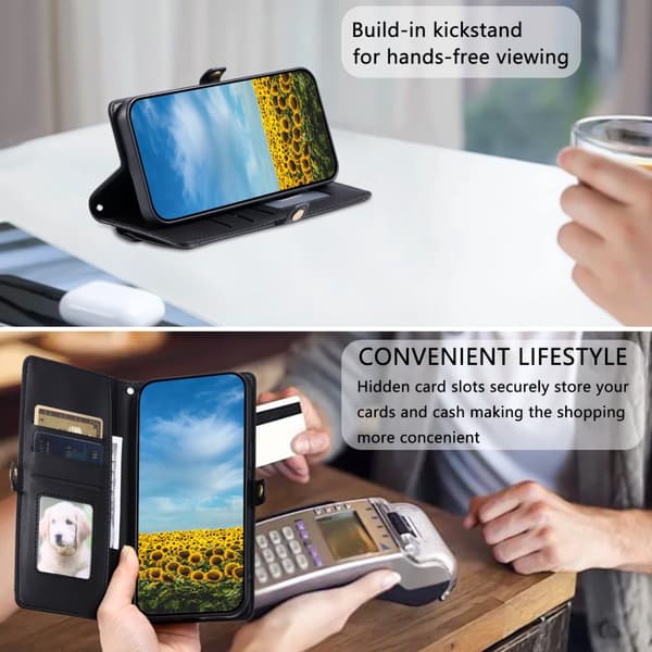 SKALO PU-Læder Kuvert Flip Cover til iPhone 17e - Sort