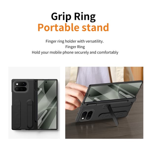 SKALO Multifunktionelt Cover + Hærdet Glas til Google Pixel 11 Pro Fold - Sort