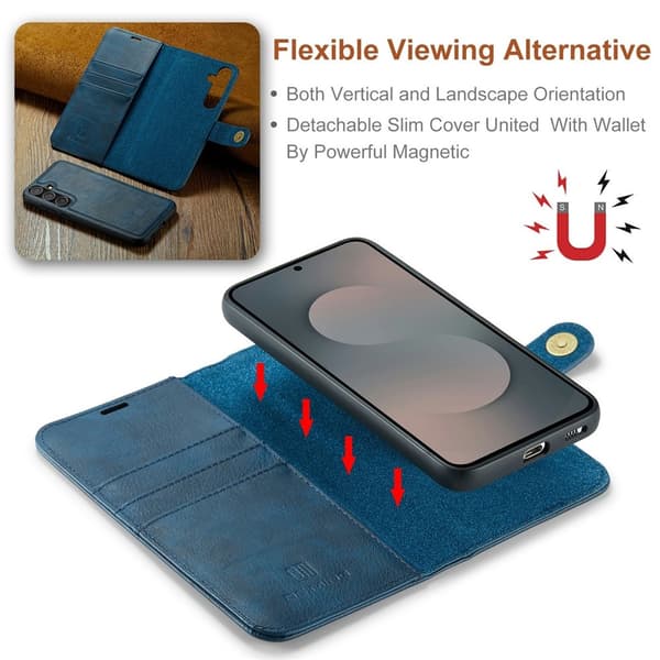 DG MING Samsung S25 FE 2-i-1 Magnet Plånboksfodral - Blå