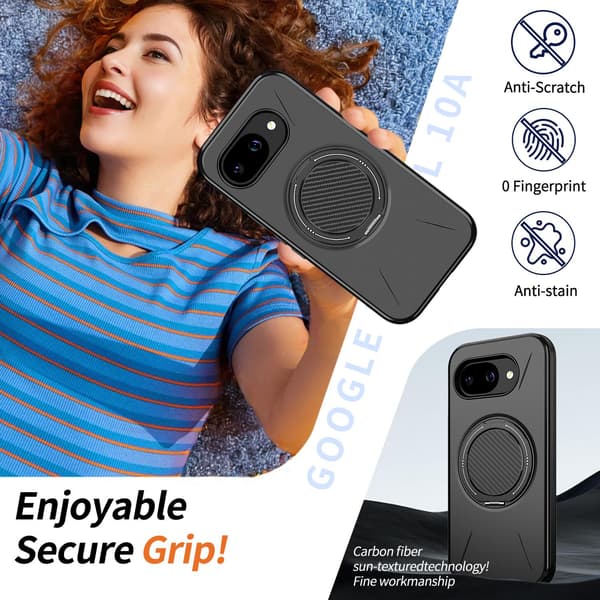 SKALO Roterende Ring Cover til Google Pixel 10a - Sort