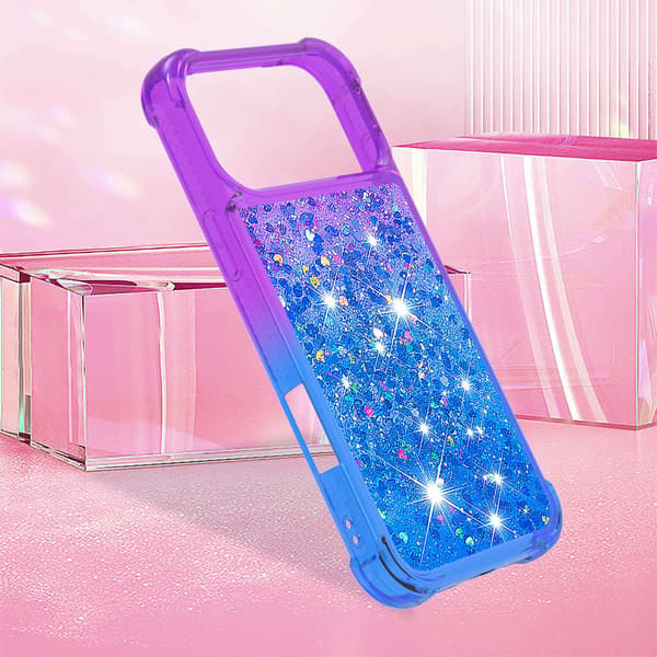 SKALO Kviksand Glitter Cover til iPhone 18 Pro - Lilla-Blå