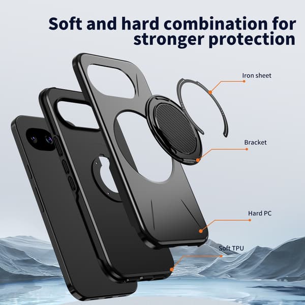 SKALO Roterende Ring Cover til Google Pixel 10a - Sort