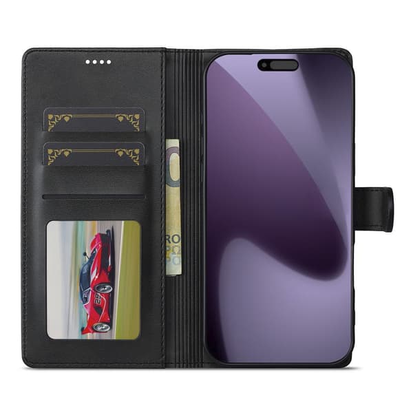 SKALO LC.IMEEKE Premium PU-læder Flip Cover til iPhone 18 Pro - Sort