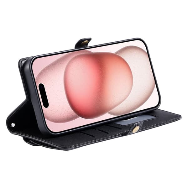 SKALO PU-Läder Envelope Plånboksfodral för iPhone 18 Pro Max - Svart