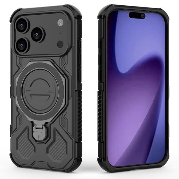 SKALO Armor Roterbar Ring Cover til iPhone 18 Pro Max - Sort