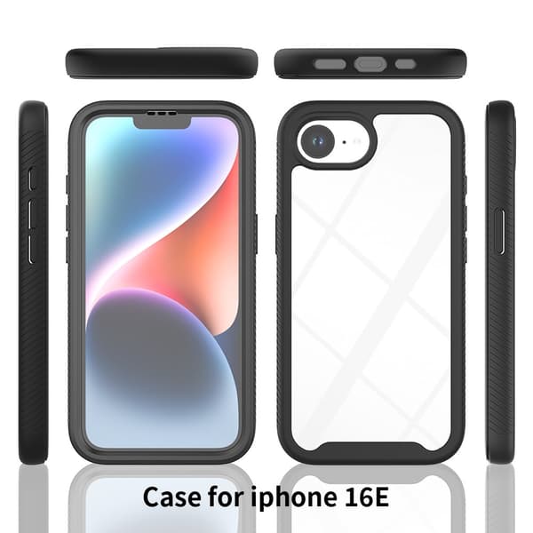 SKALO Shockproof Clear Hybrid+Skærmbeskyttelse Cover til iPhone 17e - Sort