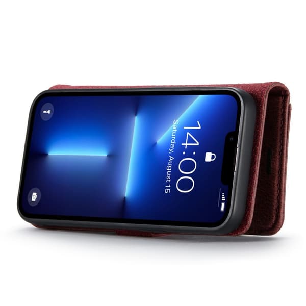 DG MING iPhone 14 Pro Max 2-i-1 Magnet Plånboksfodral - Röd