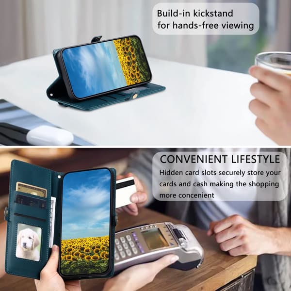 SKALO PU-Läder Envelope Plånboksfodral för iPhone 17e - Grön