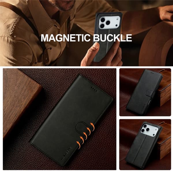 SKALO LC.IMEEKE Premium PU-læder Flip Cover til iPhone 18 Pro - Sort