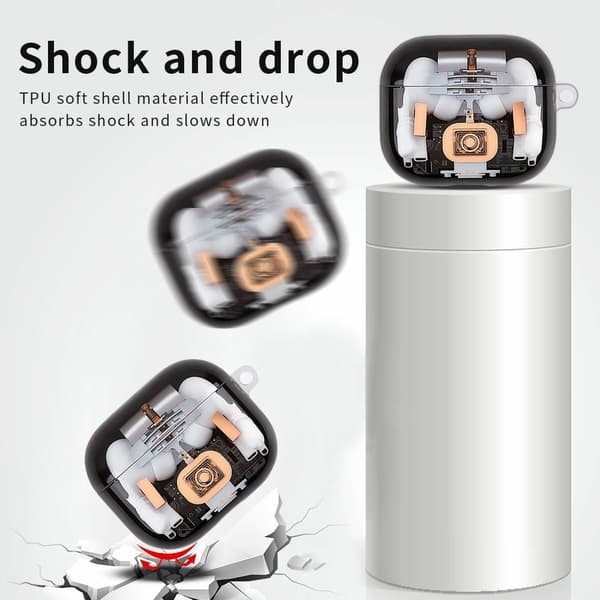 SKALO Mechanical Structure TPU Cover til AirPods Pro 3 - Sort