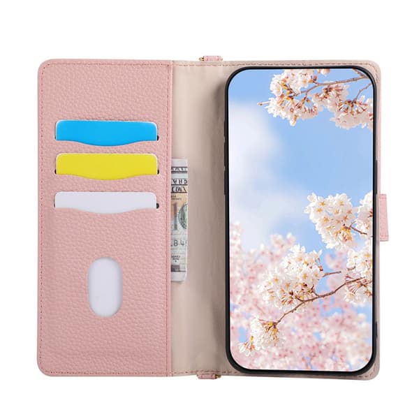 SKALO Litchi Plånboksfodral för Google Pixel 11 - Rosa