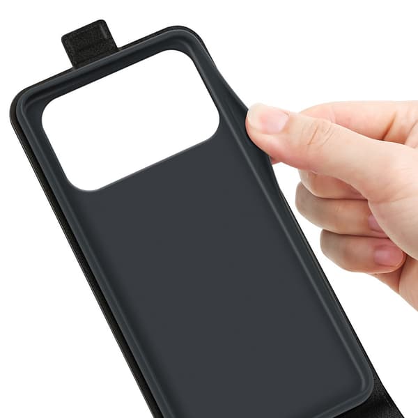 SKALO Vertical Flip PU-Læder Flip Cover til iPhone 18 Pro - Sort